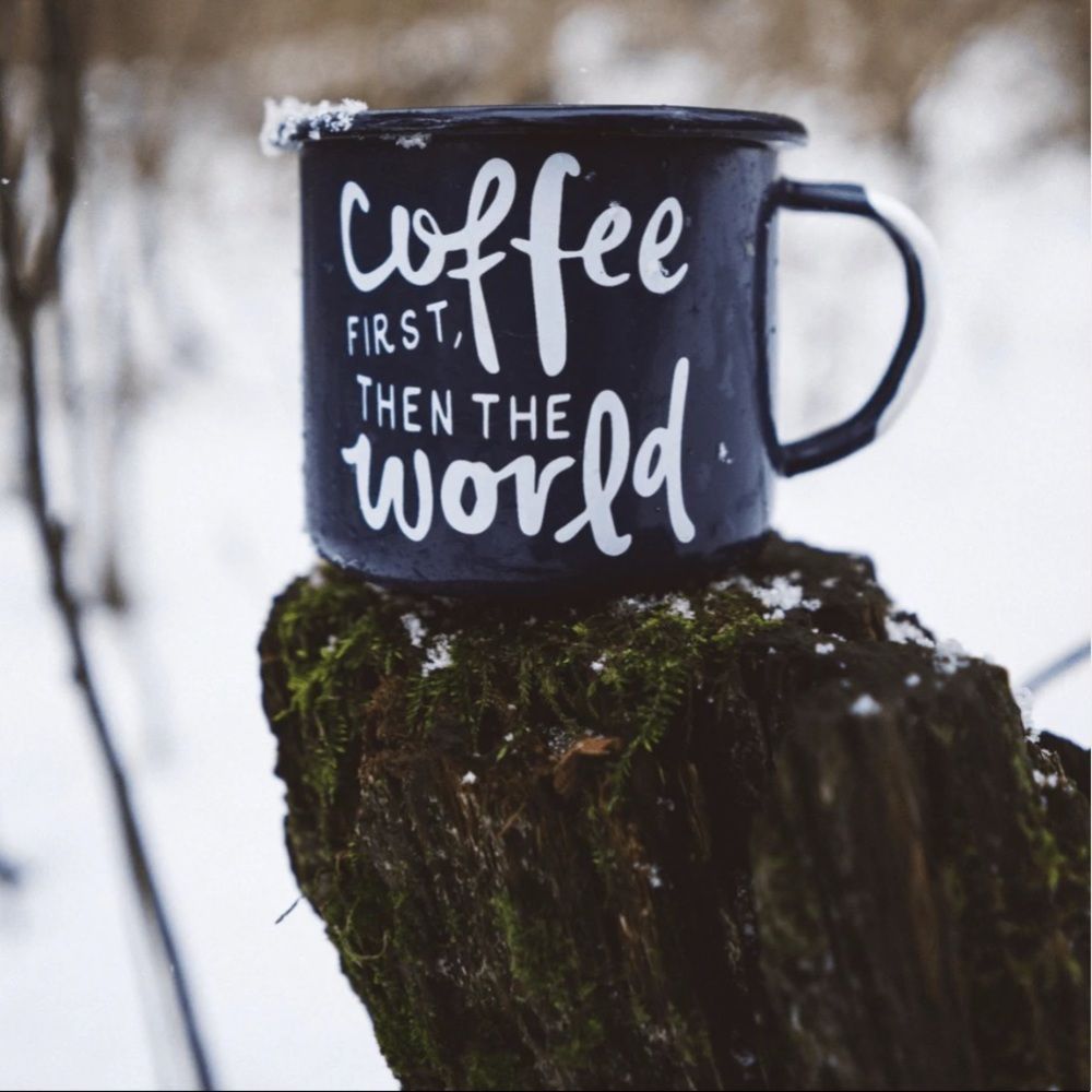 🔥Mix&Match 2/$40🔥 Wondery Grizzly Cub “Coffee first then the world” Enamel Mug